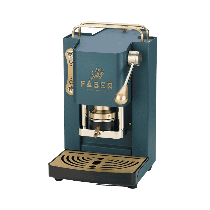 Faber Pro Deluxe Machine à café avec finition en laiton à dosettes en papier Ese 44 mm Vert 